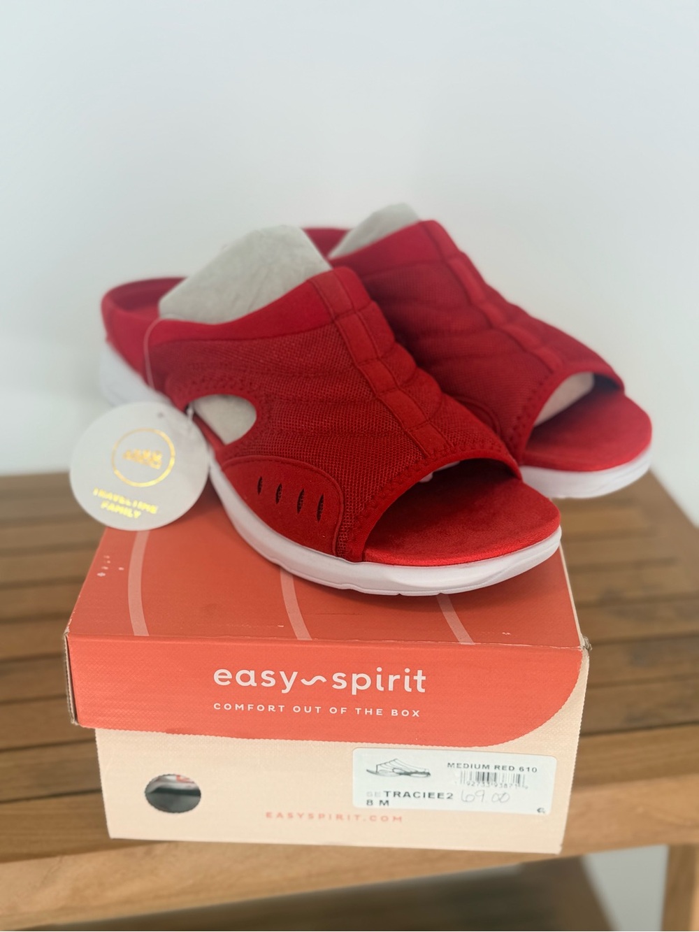 NEW Easy Spirit TRACIPE Red Open-Toe Slide Sandals SUZE 8